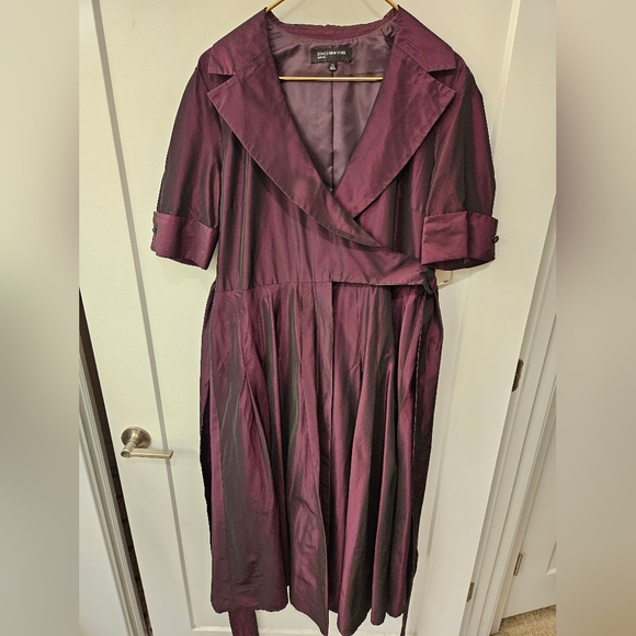 NWT - Satin Taffeta Jones New York "Merlot" Iridescent Midi Dress - Size 16 - Picture 6 of 16